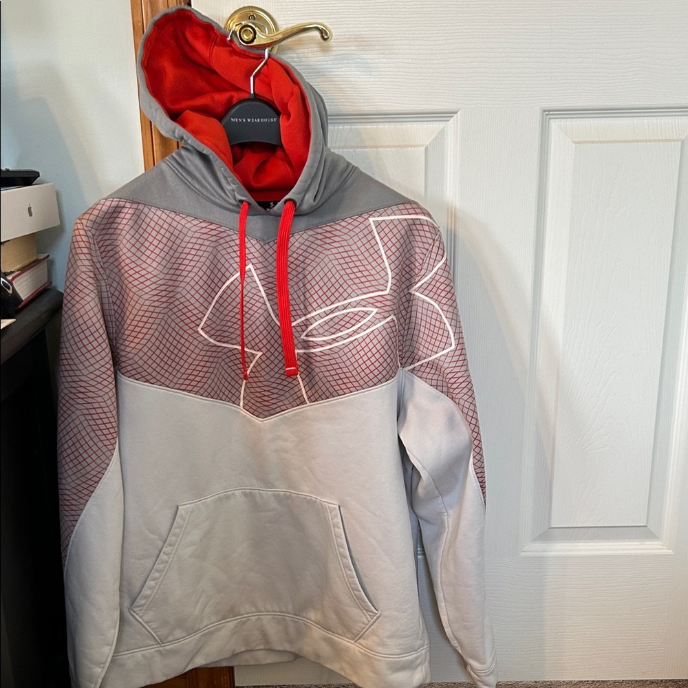 Under Armour Light Gray Hoodie with Red Lining